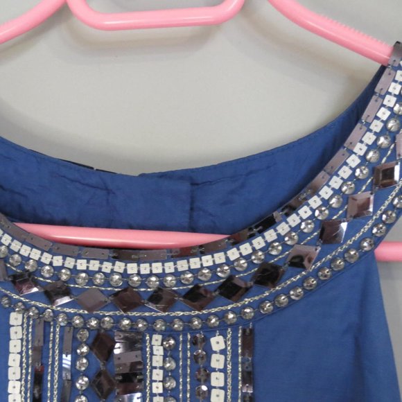 MONSOON - linen blend - embellished artisan dress - size - UK 18. - Picture 5 of 6